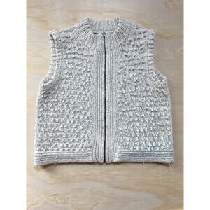 APT 9 Womens Textured Knit Zip Vest Sweater Cardigan Light Gray Size L